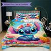 Stitch Cartoon Prints bedding, duvet cover and pillowcases, birthday gift (1 duvet cover + 2 pillowcases, pillow insert not included)JM002