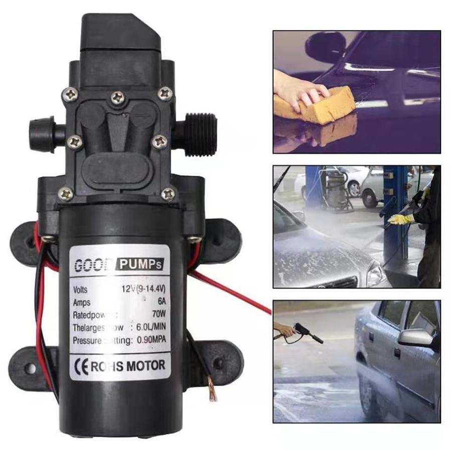 DC12V 6L/Min 130PSI 70W Diaphragm Water Pump W/ Presure Protection Switch Black