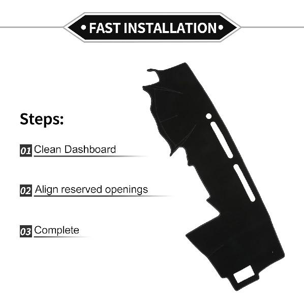 Dash Cover Compatible for Toyota Hilux 2005-2015, Non-Slip Polyester Black Center Console Dashboard Cover Pad Carpet