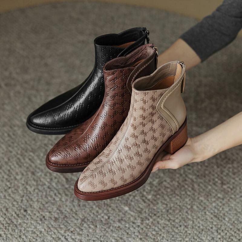 Stivali da Donna Autunno 2026 Comodi Antiscivolo Stivaletti da Esterno con Zip Tacco Medio alla Moda Casual Stivaletti Corti Botas Mujer