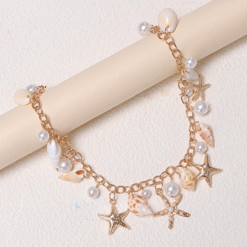 Bohemian Seashell Pearl Chain Beach Bag Strap With Alloy Decor For Summer Vacation
