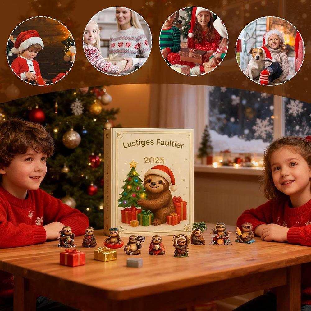 Sloth Xmas Advents Calendar For Kids Adorable Sloth 2D Ornament Collection For Holiday Party Favor
