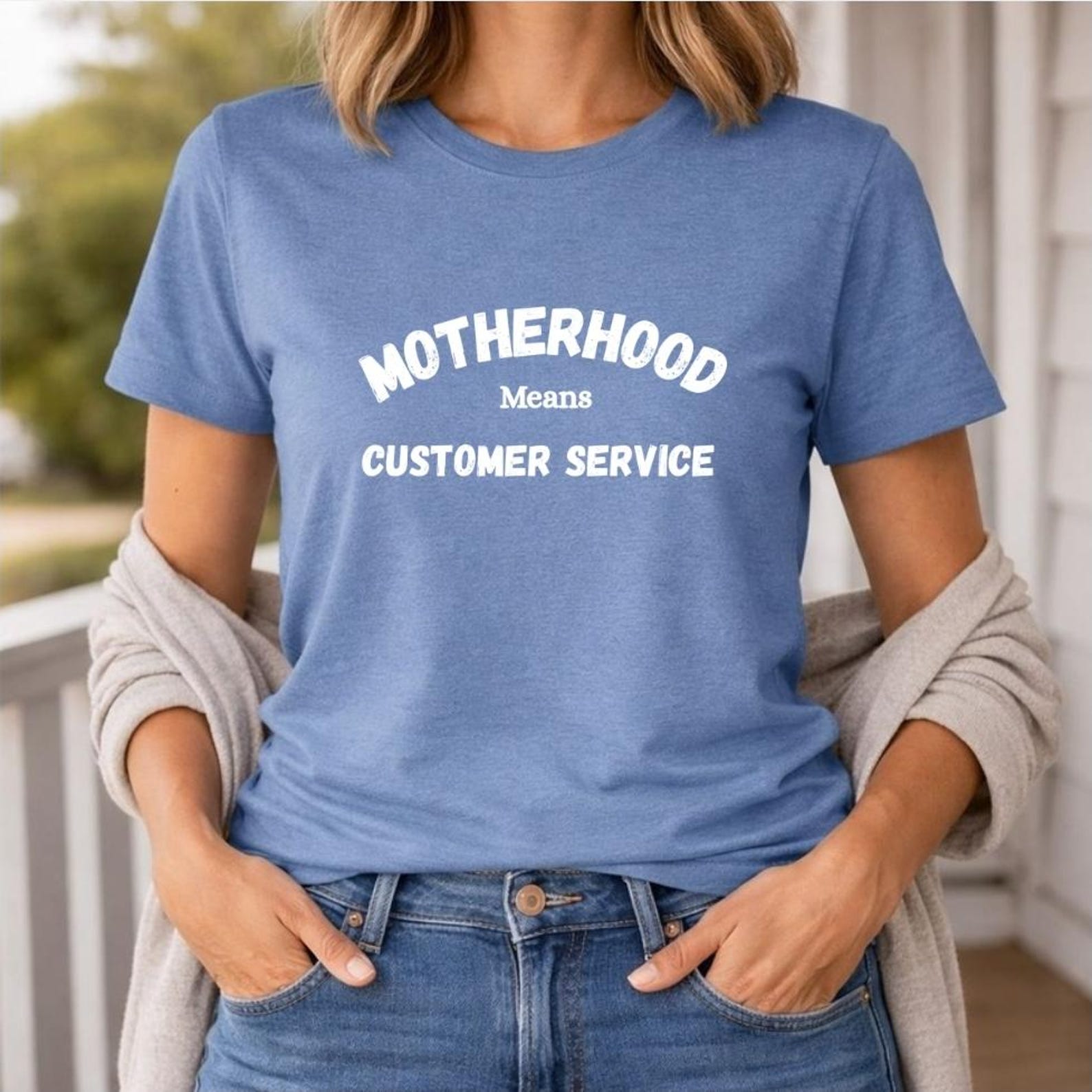 Motherhood Means Customer Service Shirt, Funny Mom Life Tee, Sarcastic Motherhood Graphic Shirt, Exhausted Mom T Shirt, Relatable Parenting 4XL