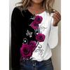 Women's T-Shirts Floral Graphic Stylish Long Sleeve T-shirts Crew Neck Regular Tops Summer Casual Clothes Woman
