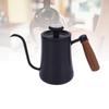 600ML Coffee Brewing Pot 304 Stainless Steel Water Pot with Temperature Meter Wood Handle   Spout