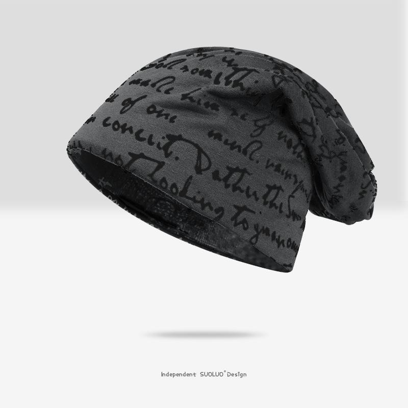 Spring and Autumn Thin Solid Color Stacked Confinement Hat Women's Big Head Circumference Knitted Pullover Cold Hat Couple Casual Versatile Tide