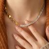 Elegant European & American Zirconia Chain Necklace: Luxurious INS Style Stainless Steel Clavicle Design