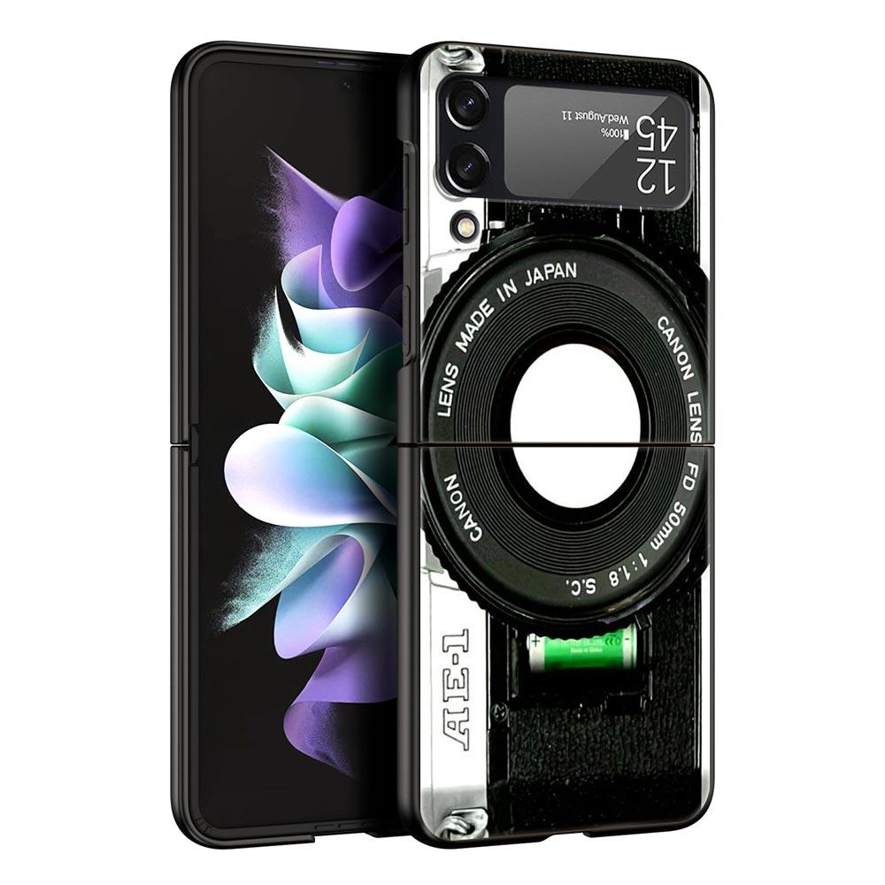 Vintage Tape Camera Gameboy Luxury Gift Phone Case For Samsung Galaxy Z Flip 4 Fold Hard PC Shell For Samsung Z Flip 3 5G Cover