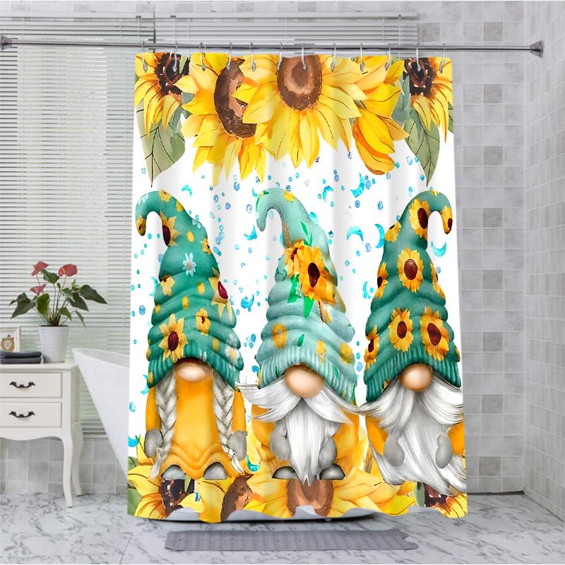 Sunflower Dwarf Bathroom  Shower Curtain Dwarf Waterproof fabric bathroom Curtain With 12 Hooks Sunflower Home Deco Free Ship