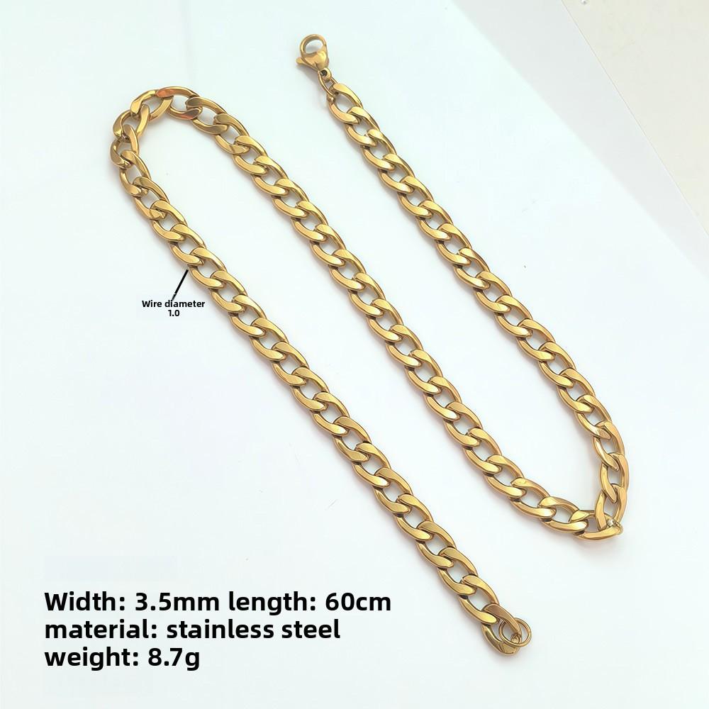 Stainless Steel Cuban Chain Necklace for Men European American Hip Hop Stainless Steel Fashion Jewelry