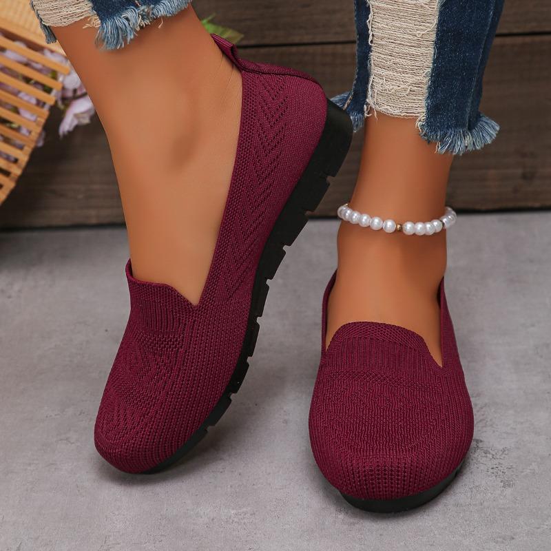 Single shoes autumn new fly-woven mesh surface shallow mouth one pedal lazy flat bottom casual women's shoes tide