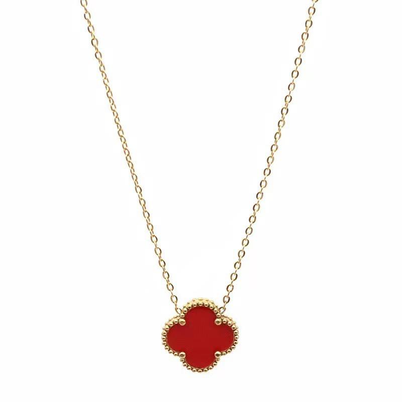 High-Quality Stainless Steel Four-Leaf Clover Necklace - Fashionable Light Luxury Women's Clavicle Chain, 15MM Charm