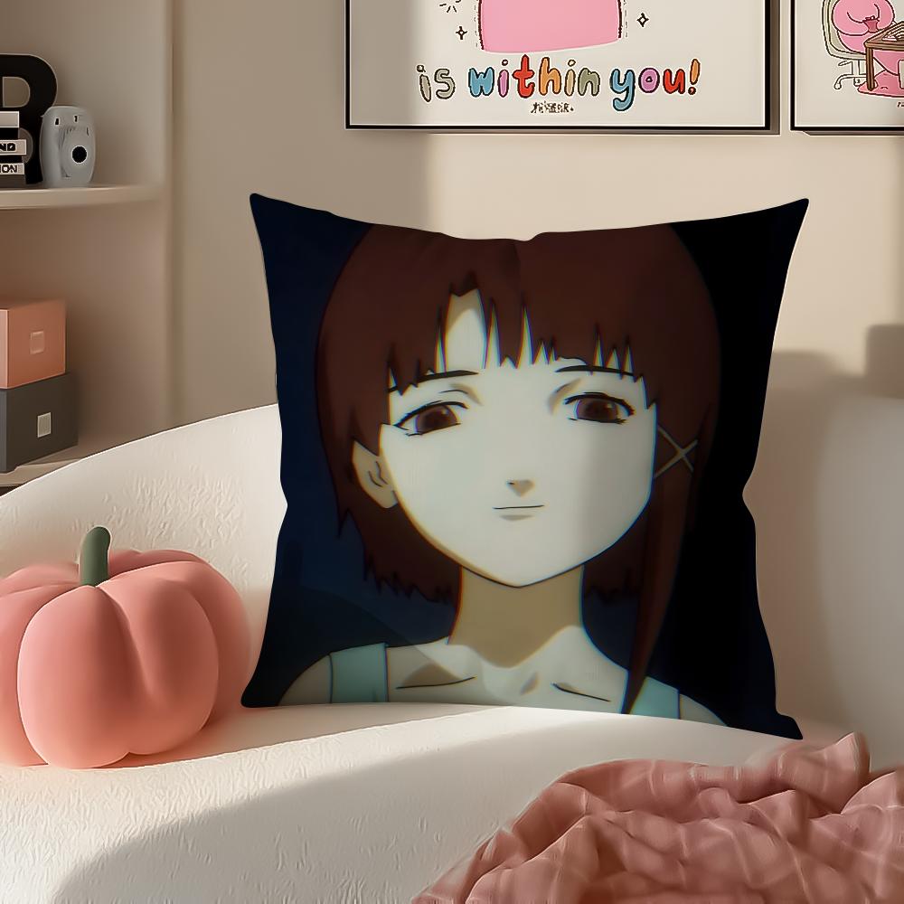 Anime Serial Experiments LLain Anime Movie Cushion Cover Pillowcase Short Plush Invisible zipper Room Sofa Cushion Cover