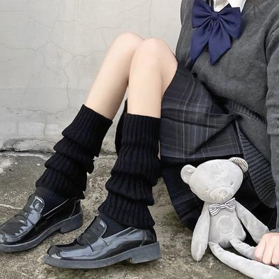 Y2K Aquecedores de Perna Femininos Meias Longas Lolita Japonesas Lã Tricô Capa de Pé Aquecedor de Braço Outono Inverno Crochê Heap Meia Bota Punhos
