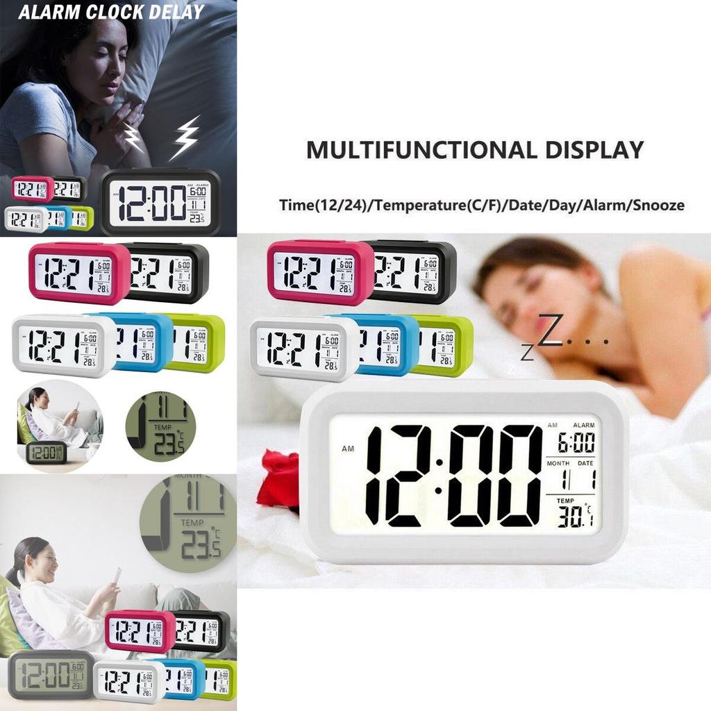 Digital Display Alarm Clock With Snooze Night Light Thermometer- Home Battery Operated