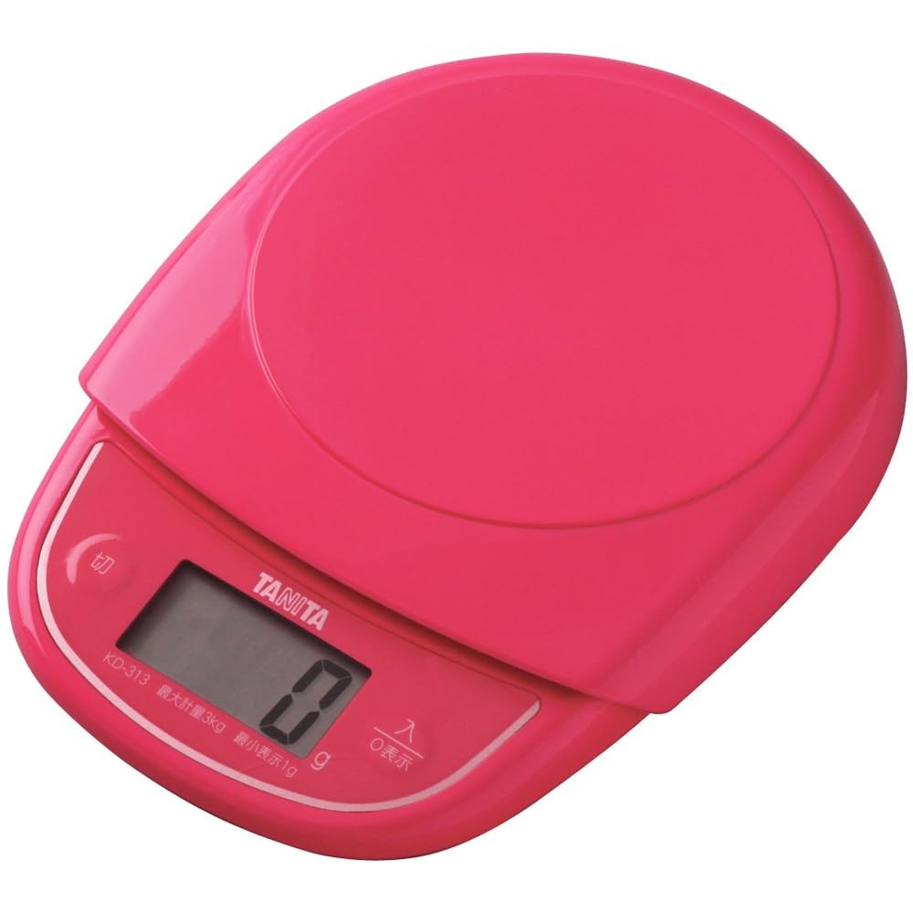 Tanita Kitchen Scale, Digital, 3kg Capacity, 1g Increments, Pink, KD-313 PK (Made in Japan)