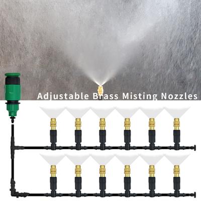 50-1pcs 4/7PVC Outdoor Misting Cooling System Garden Irrigation Watering 1/4'' Brass Atomizer Adjustable Garden Micro Sprinklers