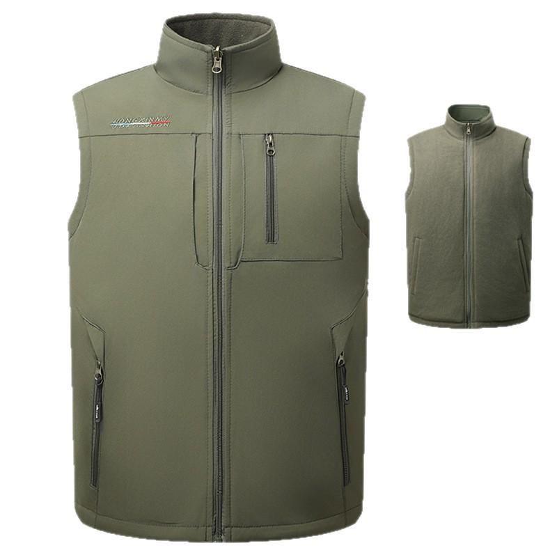 Men's Double-Sided Fleece-Lined Casual Jacket, Multi-Pocket, Dad Style for Autumn and Winter