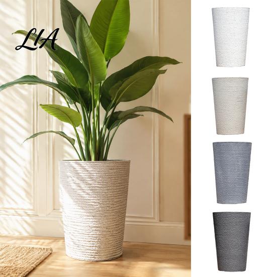 Large Capacity Planter for Tall Plants Round Flower Pot with Drainage Holes, 17 Inch Stone-Look Versatile Indoor Outdoor Greenery Container