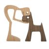 Wooden Dog Cat Family Statue Dog Family