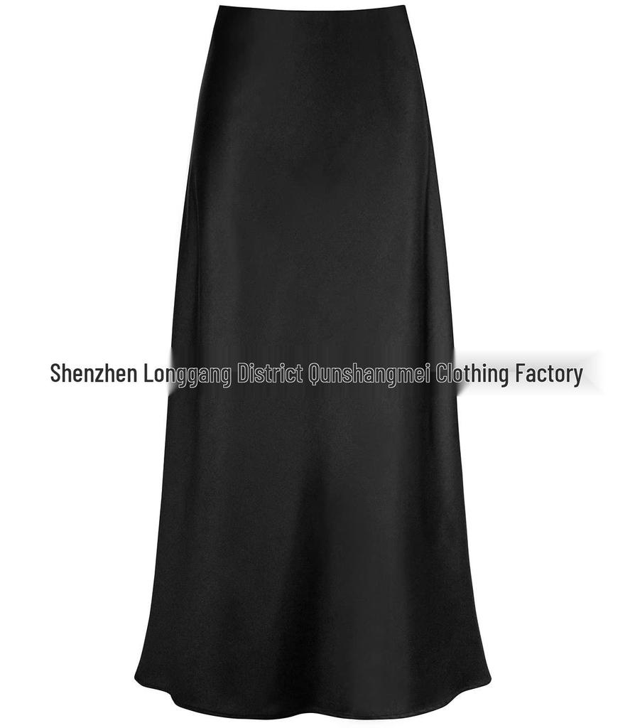 Elegant High-Waist Silky Acetate Fishtail Skirt for Spring and Summer
