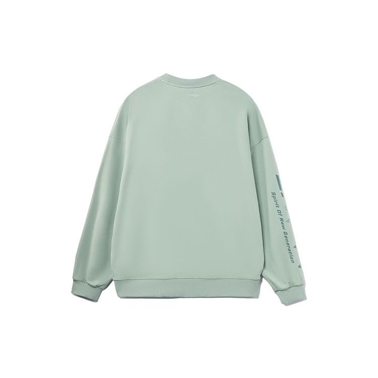 Li Ning Sports Lifestyle Series Casual Loose Pullover Long Sleeve Sweatshirt Men sweatshirt Gray-Mist-Green AWDRB77-5