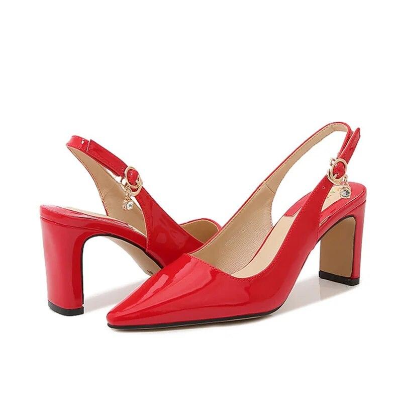 

Женские офисные рабочие туфли телесного цвета на высоком каблуке, новый темперамент, лакированная кожа, каблук 7,5 см, WZ 46 красный