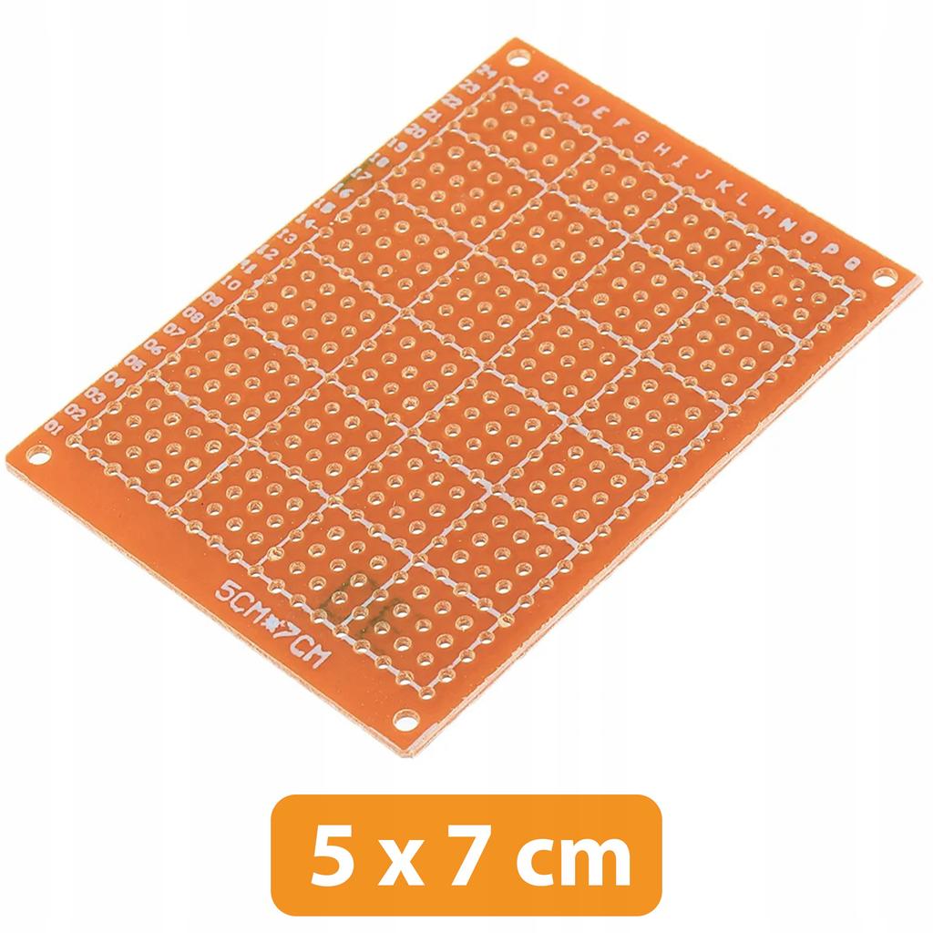 Rosfix Płytka Prototypowa Jednostronna 50 x 70 mm – Do Budowy Układów THT | Raster Otworów 2,54 mm | 4 Otwory Montażowe