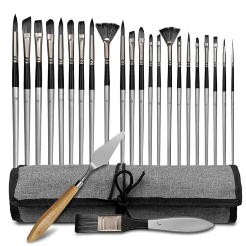 Paint Brushes Acrylic Paint Brushes Paint Brush Set of 24 Pcs for Acrylic Painting,Oil Paint,Watercolor. White
