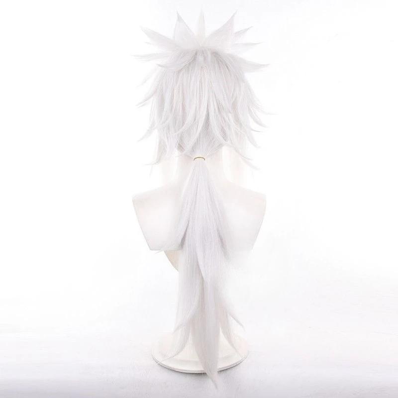 Jiraiya Cosplay Wig Men 80cm Long Silver White Wig Cosplay Anime Wigs Heat Resistant Synthetic Wigs for Daily Party Costume