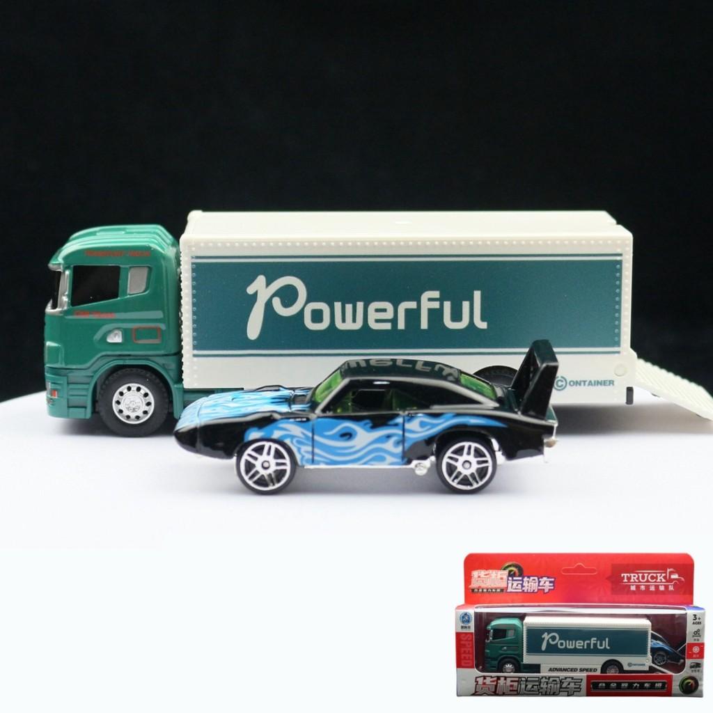 Alloy Simulation Trailer Double Decker Truck Tractor Model Toy Collection For