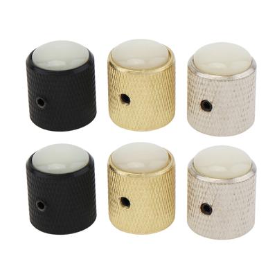 2 piezas Perillas de Control de Tono y Volumen con Cúpula Metálica y Conchas Marinas Blancas para Guitarra Eléctrica / Bajo con Llave de Ajuste