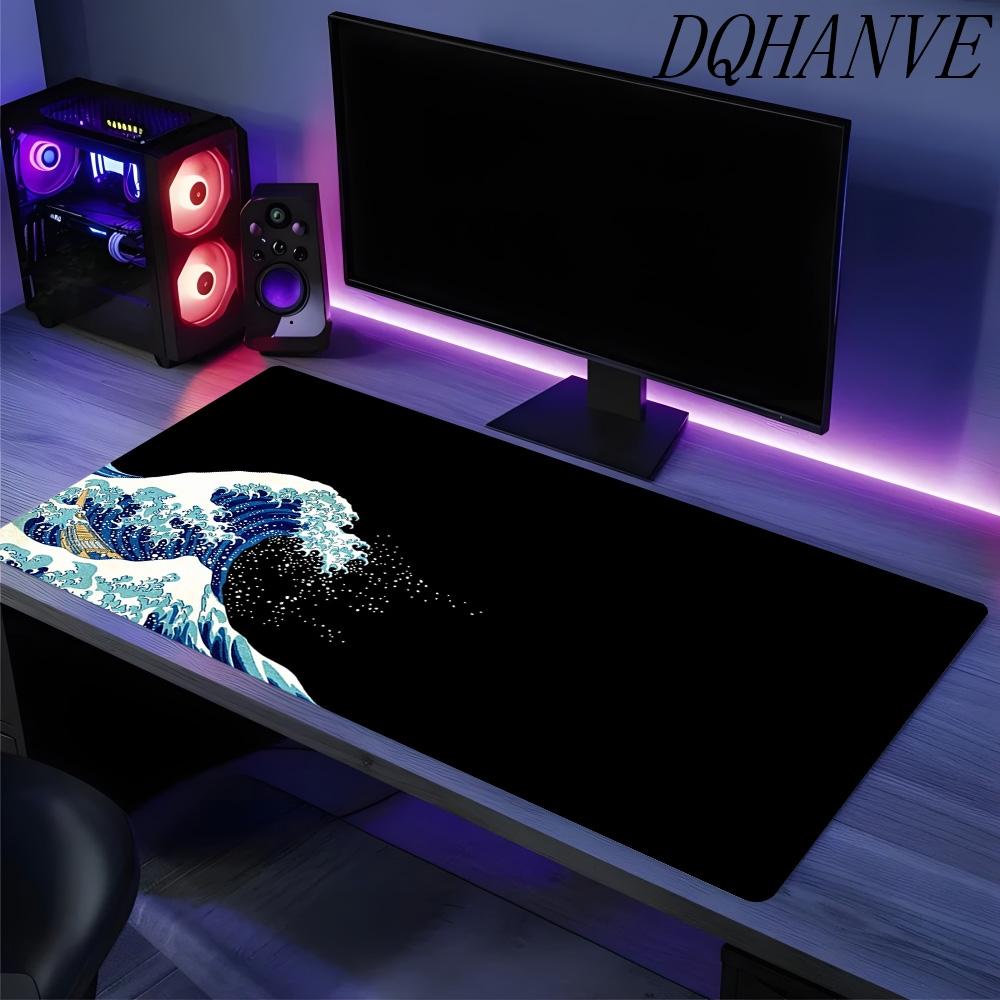 Gaming Mouse Pad Japanese Wave Mouse Pad Extended XXL Mousepad Anti-Slip Base Cool Large Esports Mouse Pad Desk mat for office
