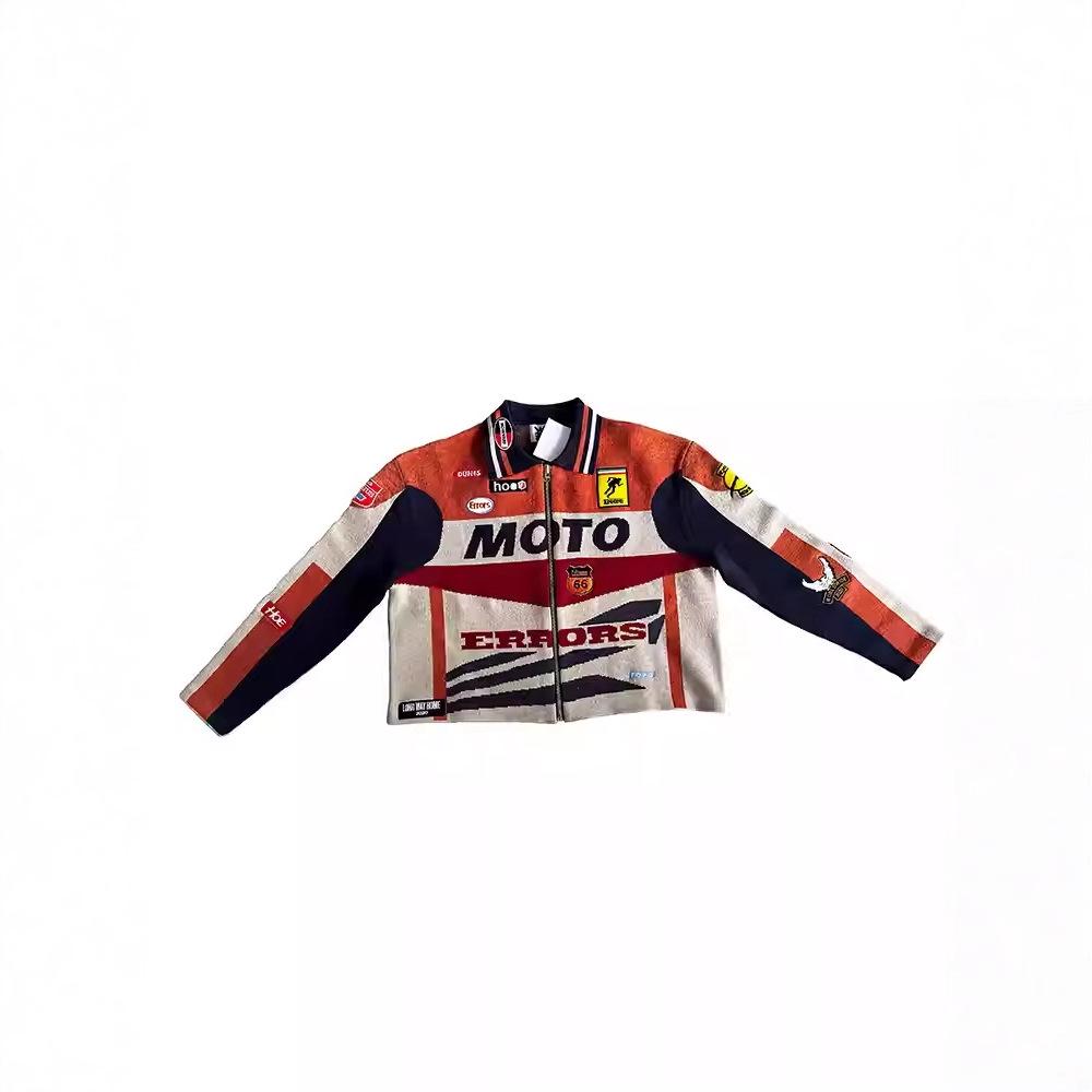 Heavyweight Men's Biker Racing Knit Cardigan Jacket