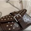 Trend Y2K Rivet Shoulder Bag Retro Spicy Girl Vintage Underarm Bag Fashion Pu Leather Motorcycle Bag Girls