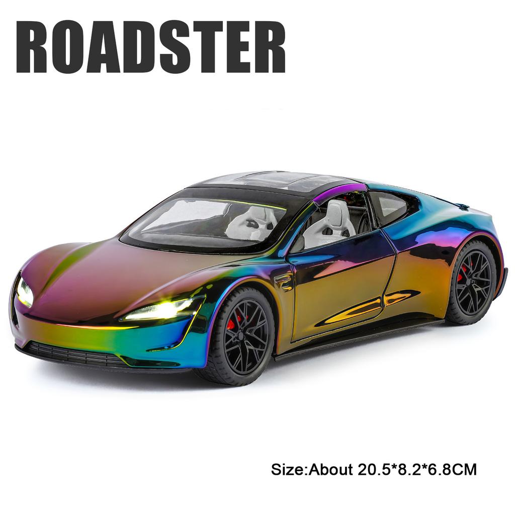 1:24 Model Y Roadster Model Alloy Diecast Toys Car Shock Absorption Doors Opened with Pull Back Models Children's Holiday Gifts