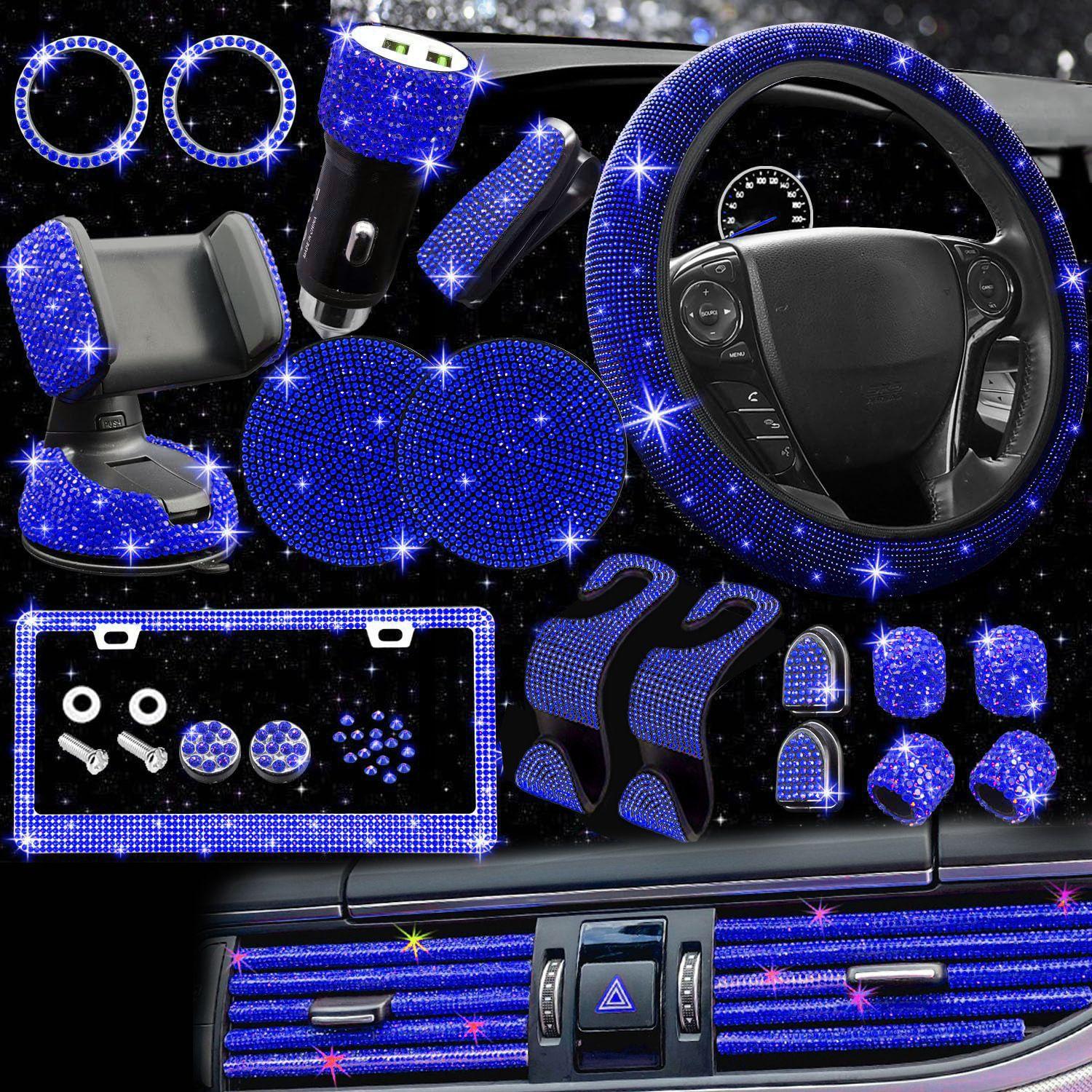 

Чехол на руль автомобиля Нескользящий Удобный Эластичный Чехол на ручку автомобиля с бриллиантами Стандартный американский Рамка для номерного знака Стразы Украшение для автомобиля 38cm