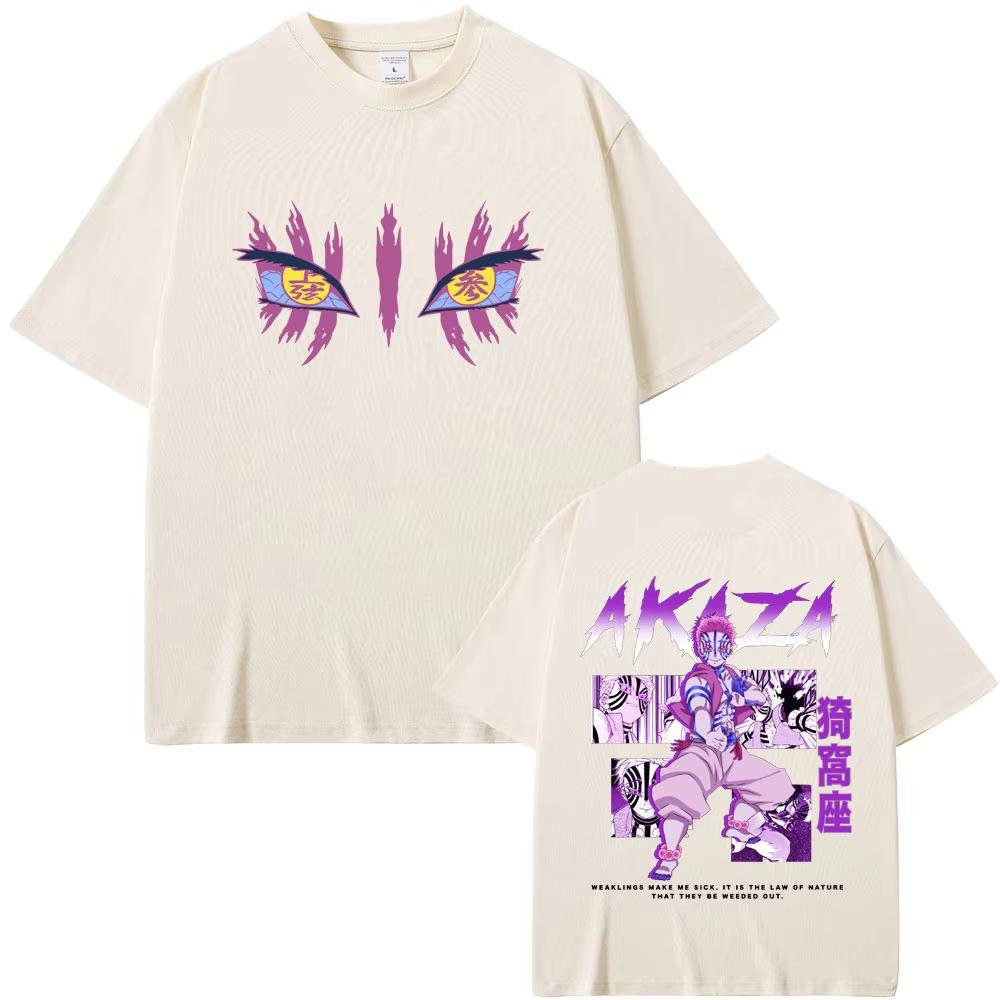 Anime Demon Slayer T-shirt Akaza Graphic T Shirt Summer Men Women Clothing Cartoon Fashion Trend Tshirts Male Vintage Streetwear