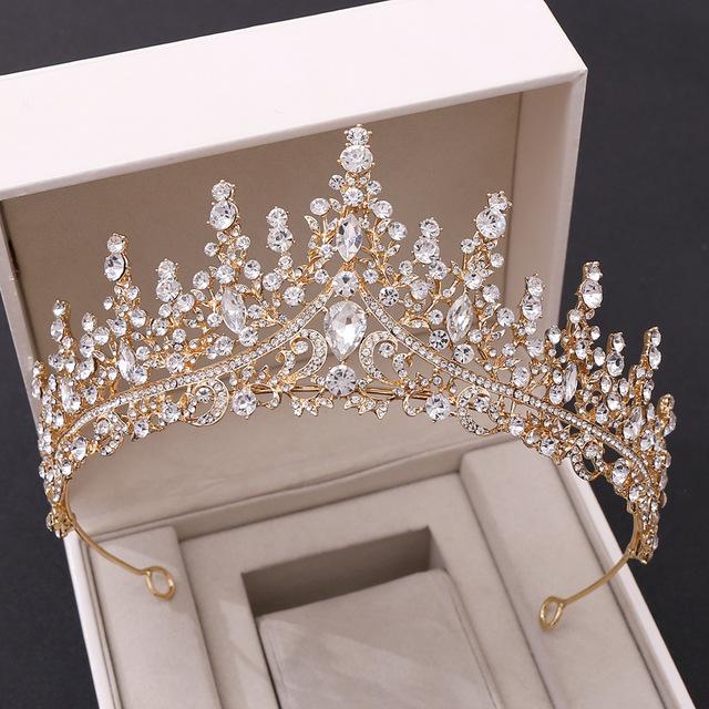 Kmvexo Baroque Vintage Luxury Royal Queen King Crystal Wedding Crown Bridal Tiara Crowns Diadem Bride Party Evening Hair Jewelry