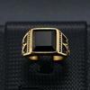 Ring classic retro ring color-preserving gold-plated black agate Masonic AG men's ring