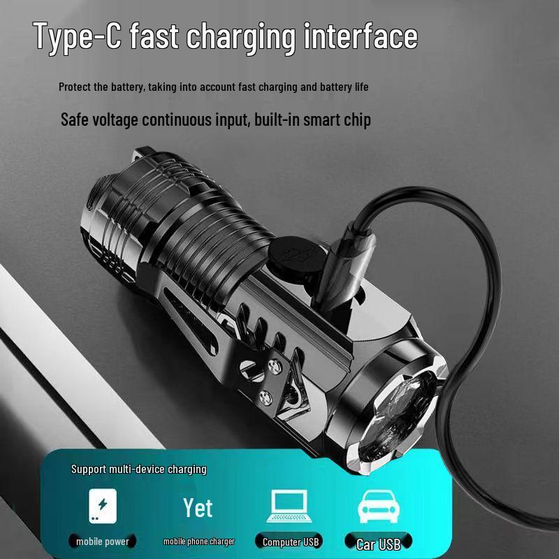USB Rechargeable Multi-Functional Mini LED Flashlight: Super Bright, Long-Range, Portable Emergency Light for Outdoor Use