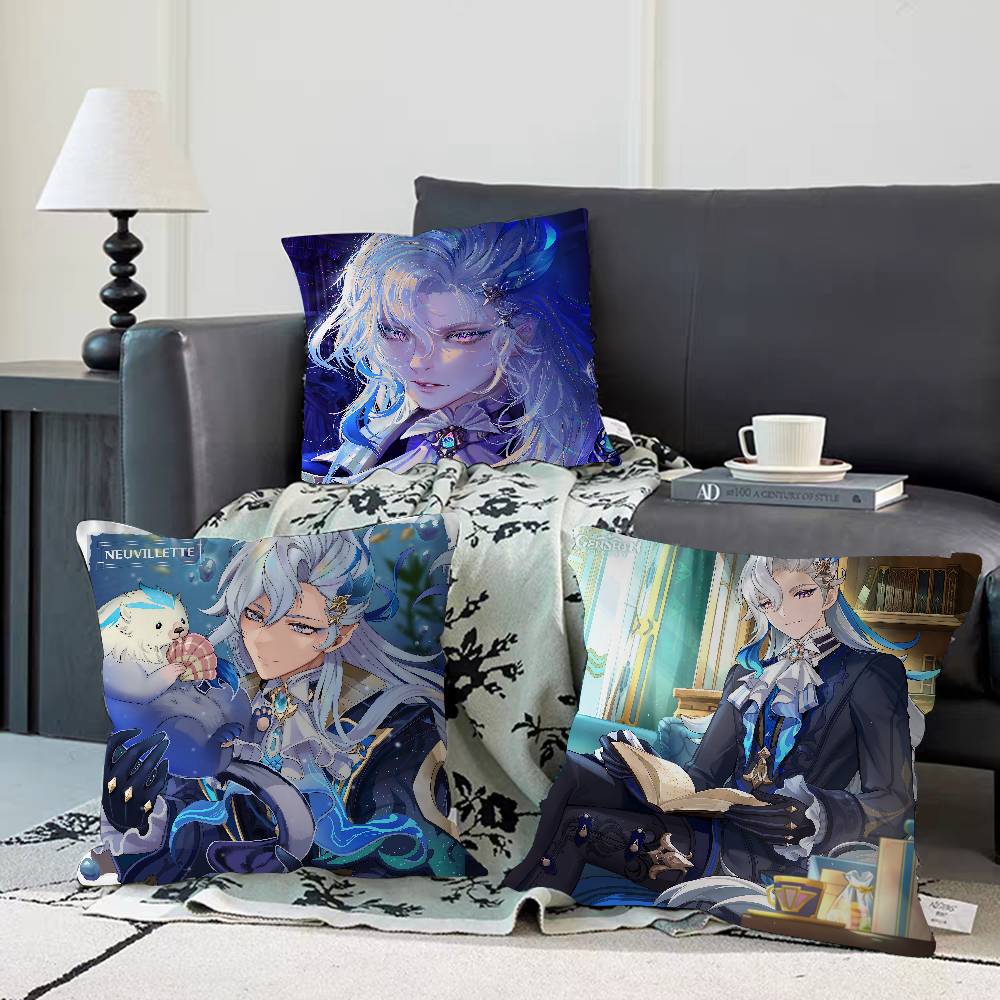 Neuvillette Genshin Impact Pillow Case Removable Washable Cushion Cover – All-Season Soft Linen