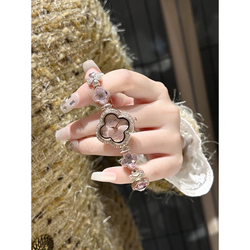 Браслет Клевер Кристалл Бриллиант Женские Водонепроницаемые Кварцевые Часы