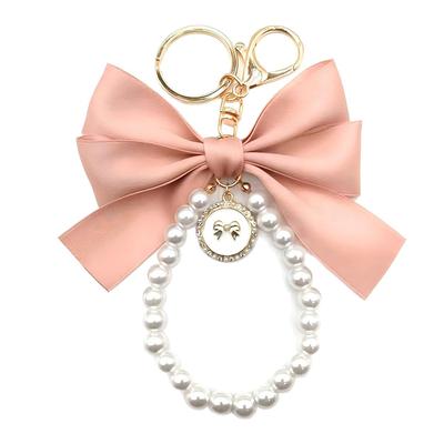 Mode Große Schleife Band Perle Schlüsselanhänger Damen Mehrfarbig DIY Schlüsselanhänger Hängendes Ornament Süße Tasche Zubehör