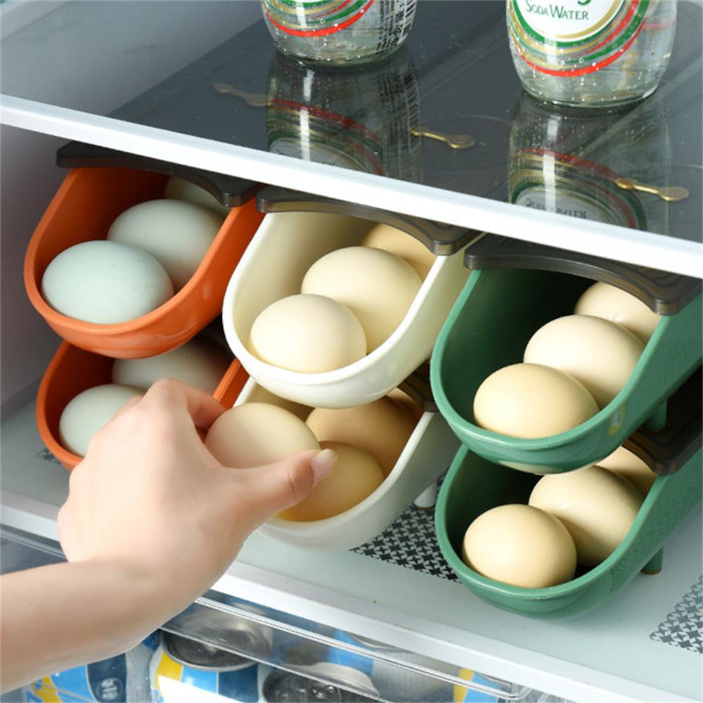 Automatická rolovací krabice na vejce Plastová úložná nádoba Kuchyňská chladnička Organizace skladování Držák na vejce Košík Kartony Podnos