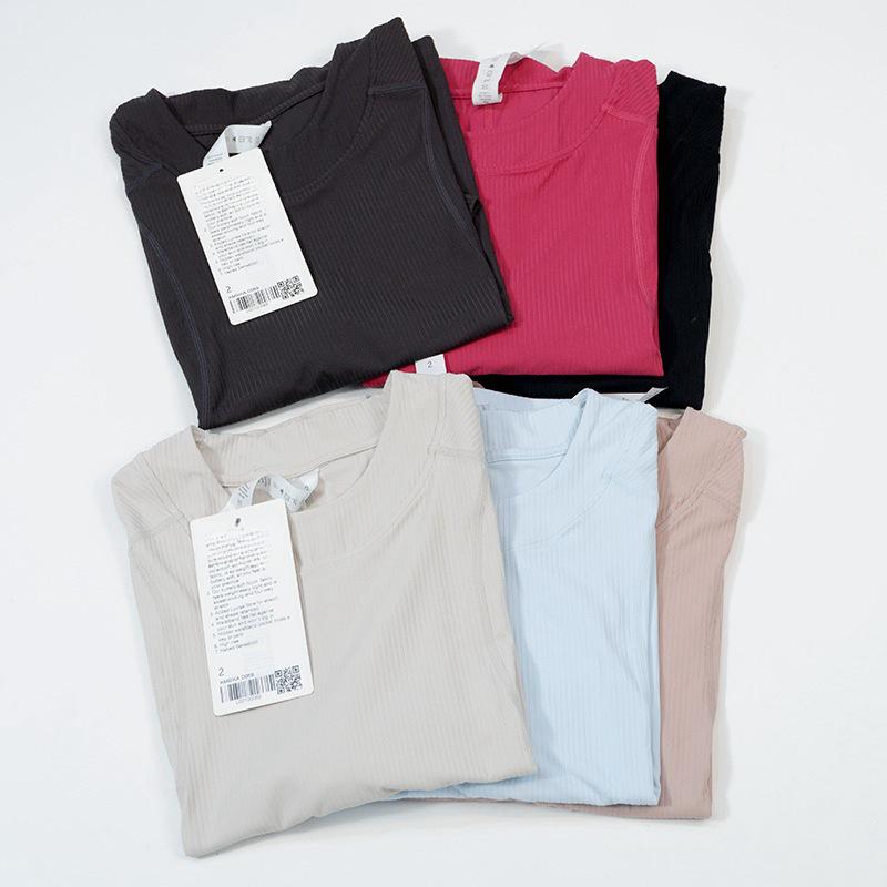 Women's Ribbed Nylon Yoga T-Shirt - Loose, Comfortable, and Casual for Fitness and Outdoor Activities