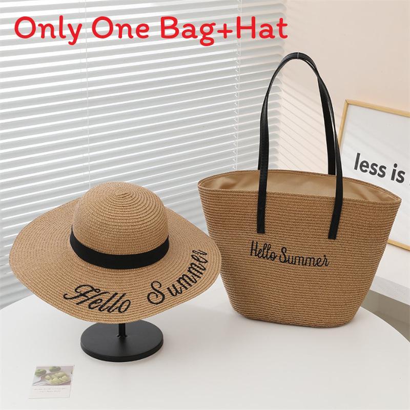 Straw Hat And Bag Set With Sun Protection For Outdoor Travel Casual Summer Adults
