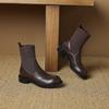 Krazing Pot Microfiber Autumn Winter Shoes Thick Med Heels Size 43 Chelsea Boots Back Knitwear Stretch Ankle Boots