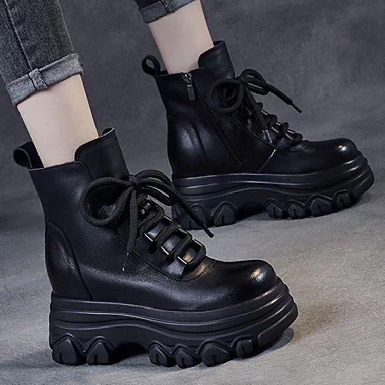 Thick-soled soft-soled heightening Martin boots New velvet warm cotton boots Skinny non-slip snow short boots
