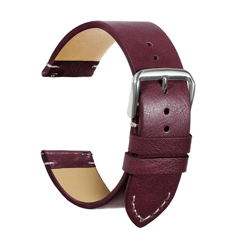 

Calfskin Genuine Leather Watchbands Quick Release Watch Band 18mm 20mm 22mm 24mm Strap for Huawei Gt3/4 46mm Watches Accessories 18mm червоний